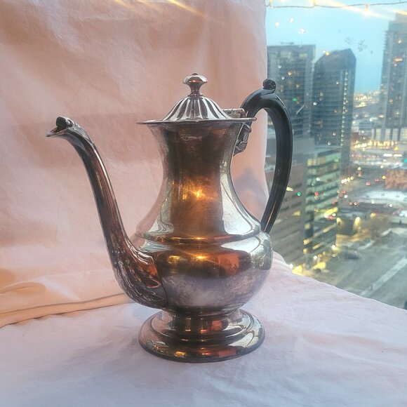 Antique Coffee Pot EP Brass Silver Viking Plate Lead Mounts - Picture 3 of 10